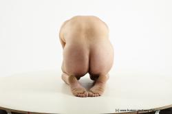 Nude Man White Muscular Long Brown Sitting poses - ALL Sitting poses - on knees Realistic